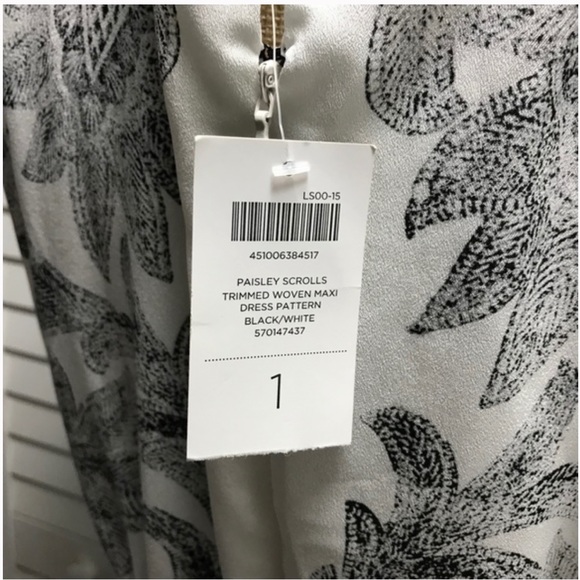 Chico’s Paisley Black-And-White Maxi Dress Sz 10 - Picture 3 of 8